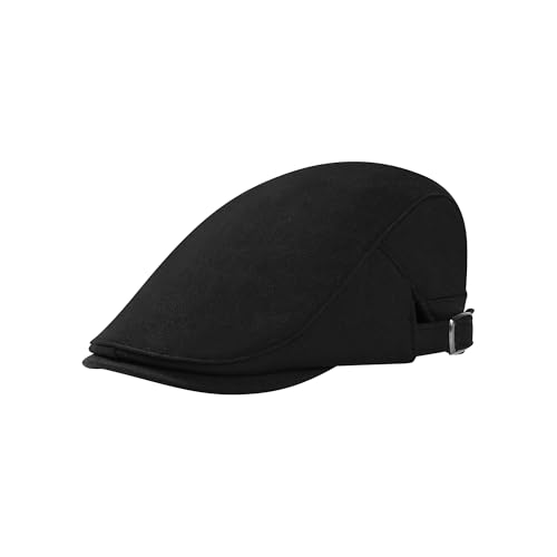 Newsboy Hat Cotton Adjustable Flat Caps Ivy Irish Gatsby Cap Cabbie Golf Hunting Hats for Men - color: Black