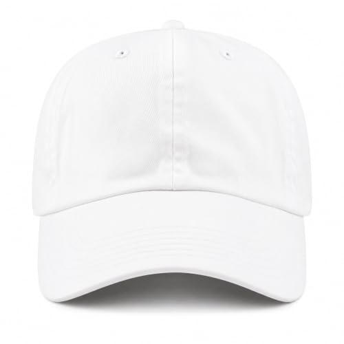 Cotton Baseball Cap Dad Hat – Washed Low Profile Adjustable Hat for Men Women Casual Outdoor Running Golf - color: White