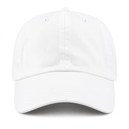 Cotton Baseball Cap Dad Hat – Washed Low Profile Adjustable Hat for Men Women Casual Outdoor Running Golf - color: White