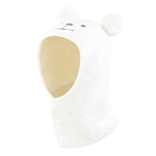 Baby Toddler Kids Winter Hats Warm Windproof Knit Scarf Hood Fleece Hat - color: White, size: 6-24 Months