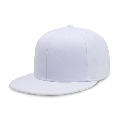 CHOK.LIDS Classic Snapback Flat Bill Hat Blank Adjustable Baseball Cap - color: White
