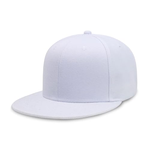 CHOK.LIDS Classic Snapback Flat Bill Hat Blank Adjustable Baseball Cap - color: White