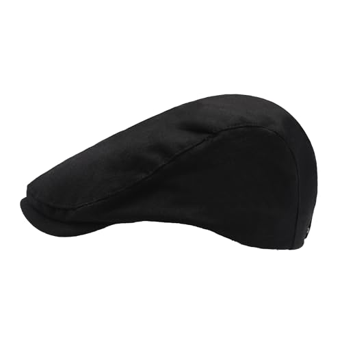 ZLYC 남성용 여름 플랫 캡 Scally Ivy Gatsby Newsboy Beret Driver Cabbie 사냥 모자 - color: 단색 블랙.