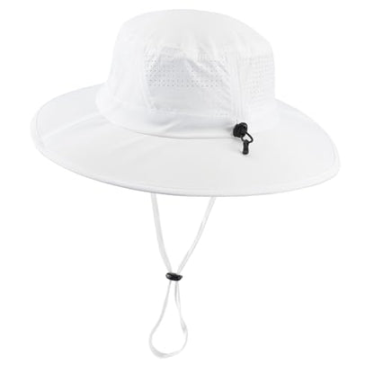 Home Prefer UPF 50+ Sun Hats for Men Women Foldable Wide Brim Fishing Hat Quick Dry Summer Outdoor Garden Safari Bucket Hat - color: White