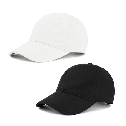 American Trends Women's Cotton Baseball Cap Soft Unstructured Plain Dad Hat - color: Black & White