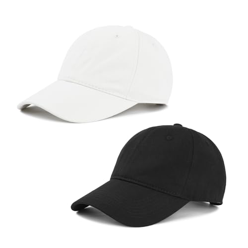 American Trends Women's Cotton Baseball Cap Soft Unstructured Plain Dad Hat - color: Black & White