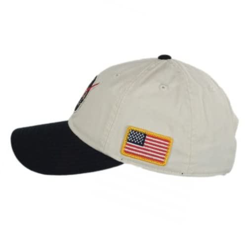 AMERICAN NEEDLE NASA Officially Licensed United Slouch Baseball Dad Buckle Strap Hat, Ivory/Navy (43570A-NASA)