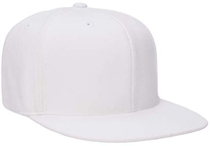Flexfit Men's Flexfit 210 Fitted Flat Bill Cap Hat - color: White, size: Small-Medium