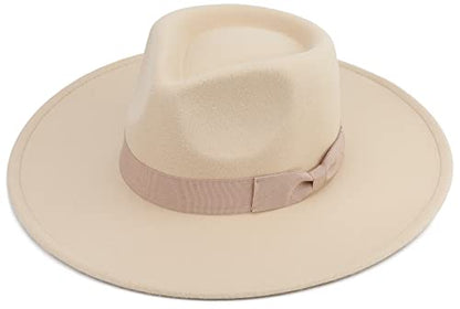 Pro Celia Big Wide Brim Women Fedora Hat - color: Peach-rice