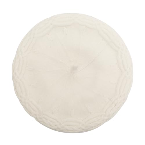 ZLYC Women French Beret Hat Reversible Solid Color Knit Warm Artist Cap - color: Cable Knit White