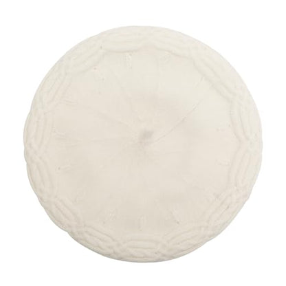 ZLYC Women French Beret Hat Reversible Solid Color Knit Warm Artist Cap - color: Cable Knit White
