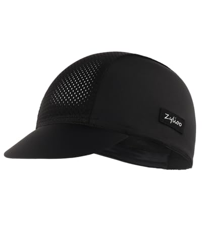 Zylioo XXL Cycling Cap for Big Heads, Bike Helmet Liner with Visor - color: Jet Black, size: Small