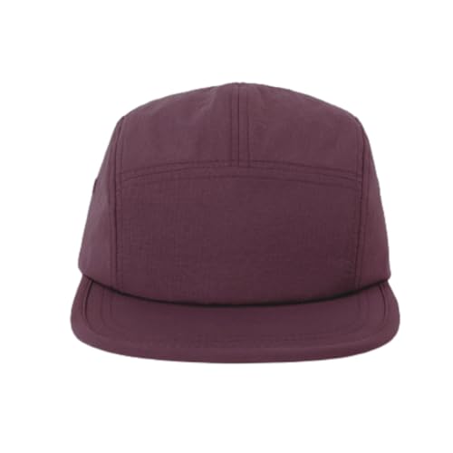 5 Panel Running Hat Waterproof Nylon Sun Hat Quick Dry Plain Baseball Cap for Men Women - color: Dark Red