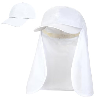Tirrinia Wide Brim Sun Hat with Neck Flap for Men & Women - color: White