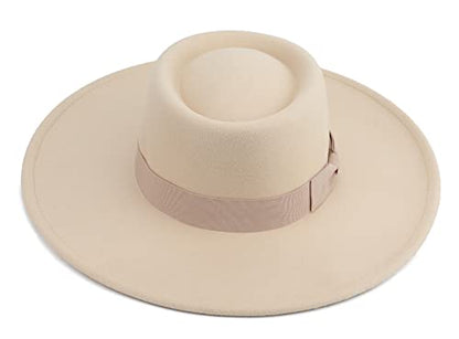 Pro Celia Big Wide Brim Women Fedora Hat - color: Oval-rice