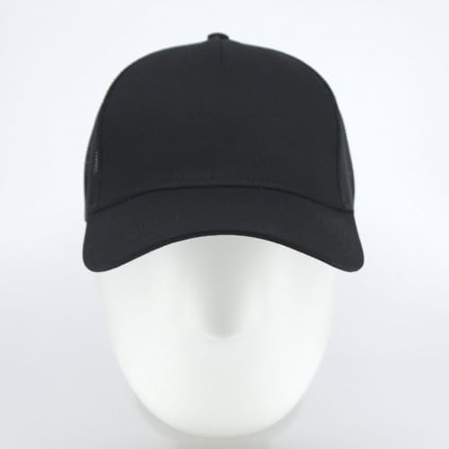 The Vintage Year Plain Cotton Structured Mesh Adjustable Trucker Sports Baseball Cap - color: Black