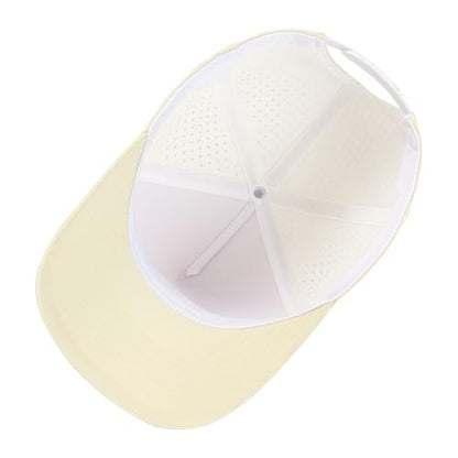 BOTVELA Men Adjustable Snapback Laser Cut Mesh Baseball Cap - color: Beige