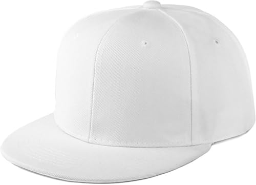 Snapback Hat Flat Bill Visor Hats Adjustable Hip Hop Baseball Cap for Women Men - color: White