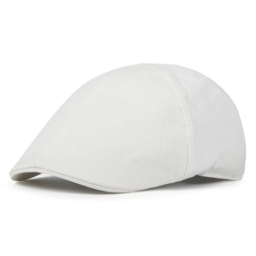BOTVELA Men Cotton Ivy Irish Gatsby Cabbie Newsboy Cap - color: White, size: 7 1/2