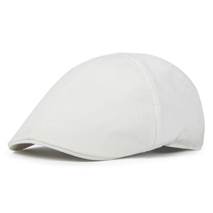BOTVELA Men Cotton Ivy Irish Gatsby Cabbie Newsboy Cap - color: White, size: 7 1/2