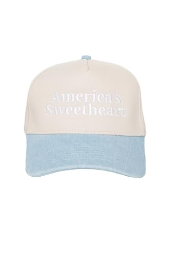 KATYDID Americas Sweetheart Vintage Hat - Two-Toned Mom Hat - Embroidered Vintage Baseball Cap - Women’s Snapback - color: Denim/Tan