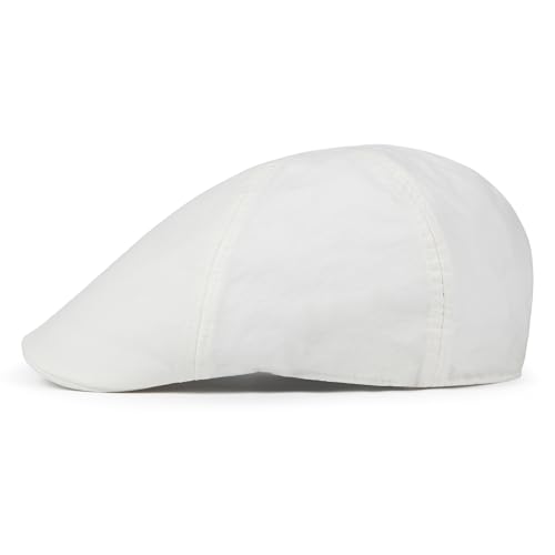 BOTVELA Men Cotton Ivy Irish Gatsby Cabbie Newsboy Cap - color: White, size: 7 1/2