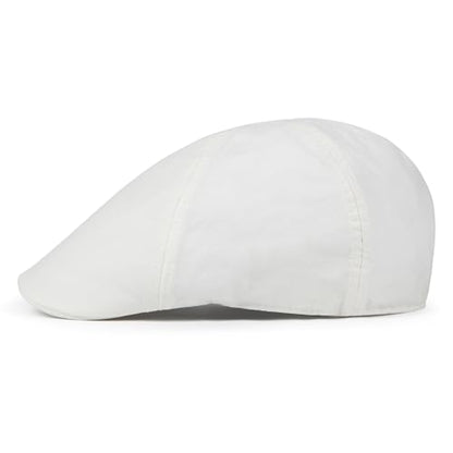 BOTVELA Men Cotton Ivy Irish Gatsby Cabbie Newsboy Cap - color: White, size: 7 3/4