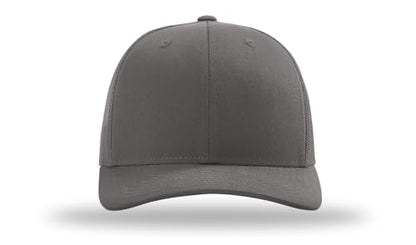 Richardson 112 Trucker Hat - Premium Blank Baseball Cap, Adjustable Snapback Hat - Structured Six Panel Richardson Blank Hats - color: Solid Charcoal
