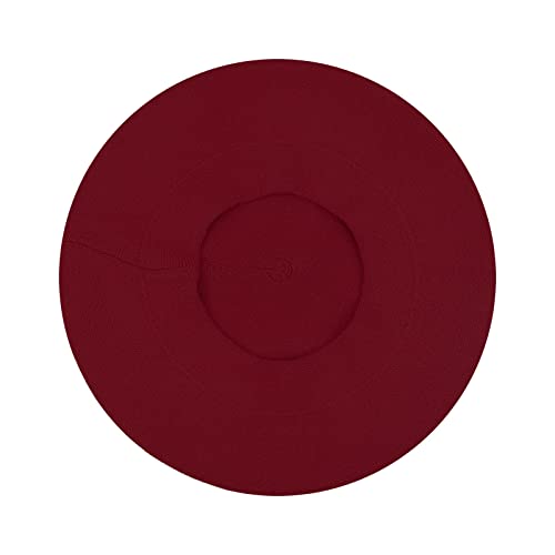 Gllutt Beret Hat French Style Stretchy Knitting Solid Color Both Side Usable - color: Wine Red