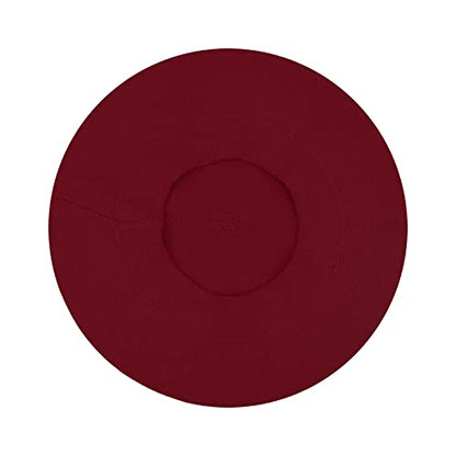 Gllutt Beret Hat French Style Stretchy Knitting Solid Color Both Side Usable - color: Wine Red
