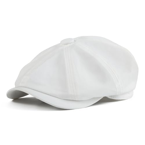 Toddler 8 Panel Cotton Newsboy Cap - color: White, size: 4-5T