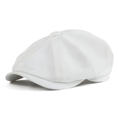 Toddler 8 Panel Cotton Newsboy Cap - color: White, size: 2-3T