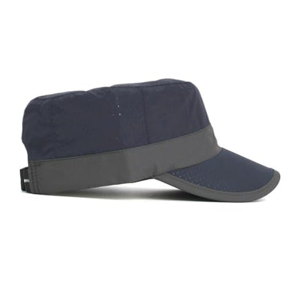 FASHIXD Mesh Military Hat for Men Summer Army Cap Quick Qry Short Bill Hat Cadet Caps - color: Navy Blue
