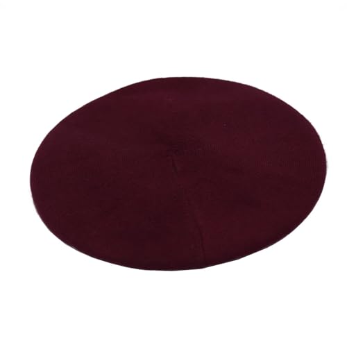 Wheebo Reversible Solid Color French Beret Hat for Women and Girls - color: Burgundy