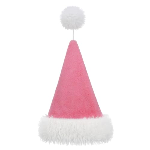 Personalized Santa Hat for Adults, Super Soft Plush Holiday Christmas Hat, Xmas New Year Party Headwear - color: Plush-light Pink