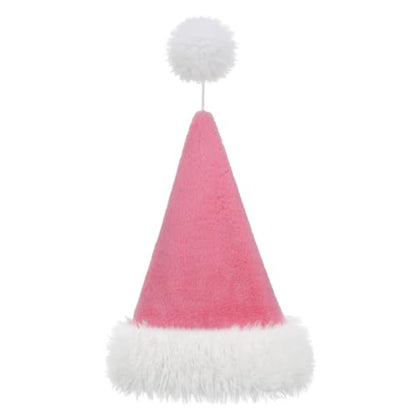 Personalized Santa Hat for Adults, Super Soft Plush Holiday Christmas Hat, Xmas New Year Party Headwear - color: Plush-light Pink