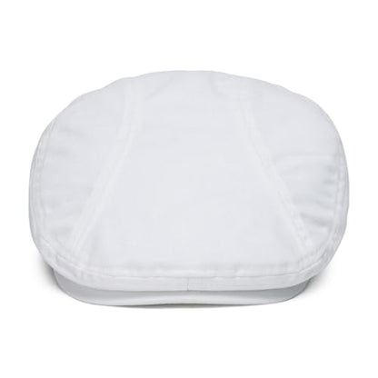 BOTVELA Men Cotton Twill Newsboy Flat Hat Fitted Cap - color: White, size: 7 1/8