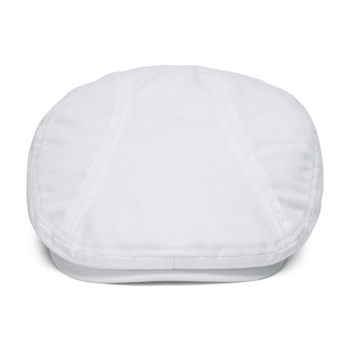 BOTVELA Men Cotton Twill Newsboy Flat Hat Fitted Cap - color: White, size: 7 7/8