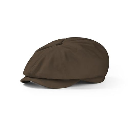 KUJUHA Newsboy Cap for Men Flat Cap 100% Cotton Irish Gatsby Ivy Golf Cabbie Hat Driving Hat - color: Brown, size: Medium