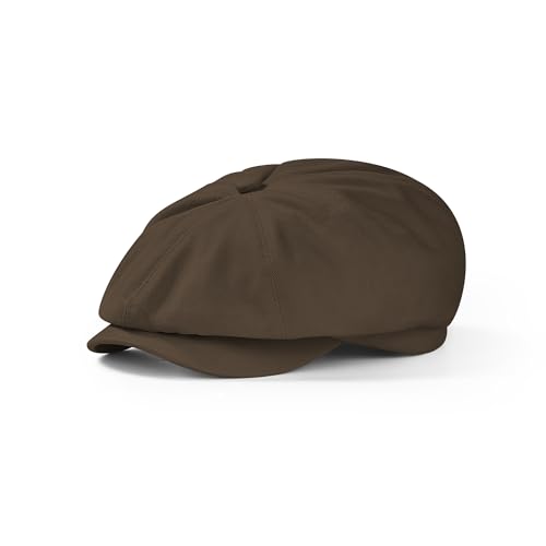 KUJUHA Newsboy Cap for Men Flat Cap 100% Cotton Irish Gatsby Ivy Golf Cabbie Hat Driving Hat - color: Brown, size: Large