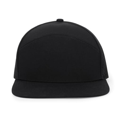 Quick Dry Baseball Cap Flat Brim Snapback Golf Hat for Men Women - color: Black