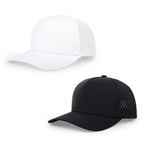 Quick Dry Baseball Cap Waterproof Snapback Trucker Golf Hat for Men Women - color: Black + White
