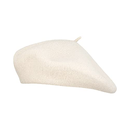 Gllutt Women Wool Beret Hat French Style Solid Color - color: Beige
