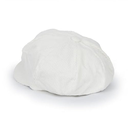 ililily Washed Cotton Newsboy Cabbie Cap Corduroy Duck Bill Flat Hunting Hat - color: White - New