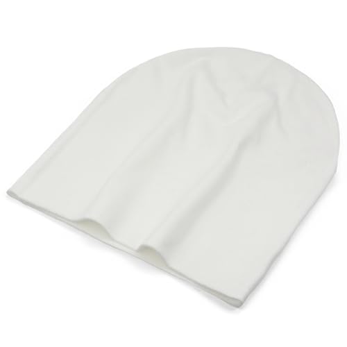 Thin 100% Cotton Fine-Knit Beanie Hat Slouchy Soft Chemo Skull Cap - color: 1-white