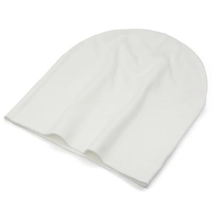 Thin 100% Cotton Fine-Knit Beanie Hat Slouchy Soft Chemo Skull Cap - color: 1-white
