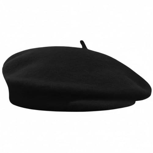 Womens French Beret Hat Winter Warm Artist Beanie Cap Classic Beret Hats - color: Black