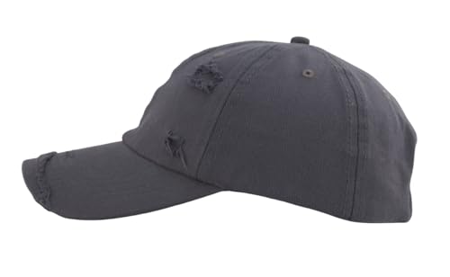 TSSGBL Unstructured Distressed Baseabll Cap Cotton Soft Dad Hat Adjustable Low Profile Headwear Ball Caps for Women Men - color: Distressed Charcoal, size: Medium-Large