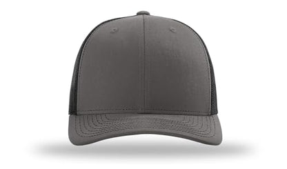 Richardson 112 Trucker Hat - Premium Blank Baseball Cap, Adjustable Snapback Hat - Structured Six Panel Richardson Blank Hats - color: Charcoal/Black