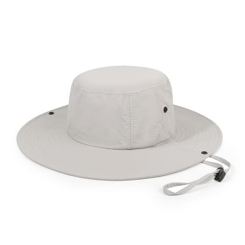 Wide Brim Sun Hats Waterproof Packable Bucket Hat UV Protection Summer Fishing Hat for Men and Women - color: Light Gray